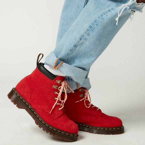 Dr.Martens  Men’s 939 Ben Suede Red Padded Collar Lace Up Boots New - Picture 2 of 16